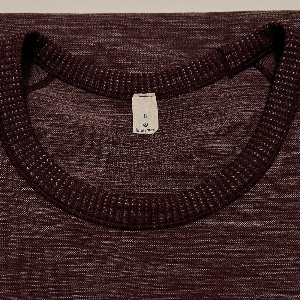 Lululemon Swiftly Wool Pullover Long Sleeve Shirt Dark Adobe/White Size 8 - Picture 10 of 14